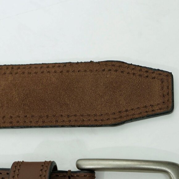 Lucky Brand Brown Leather Brass Belt Tobacco Chestnut Medium Brown Minimal Belt - Picture 8 of 10